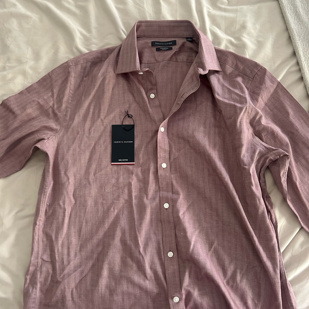 Tommy Hilfiger Men's Casual Mauve Button Down Shirt